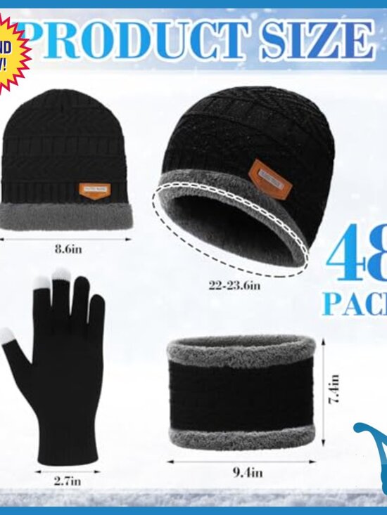 192-Piece Winter Beanie Glove Scarf Earmuff Set Touchscreen Compatible main image 4